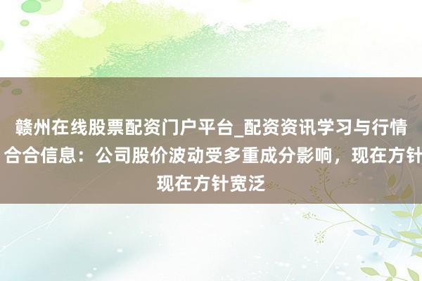 赣州在线股票配资门户平台_配资资讯学习与行情导航 合合信息:公司股价波动受多重成分影响,现在方针宽泛
