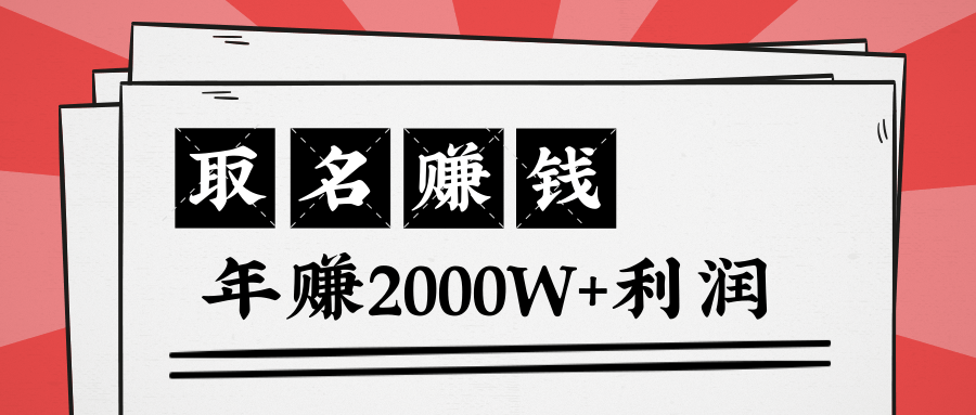 王通：不要小瞧任何一个小领域，取名技能也能快速赚钱，年赚2000W+利润-啄木鸟资源库