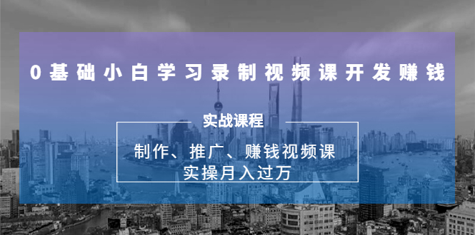 0基础小白学习录制视频课开发赚钱：制作、推广、赚钱视频课 实操月入过万-啄木鸟资源库