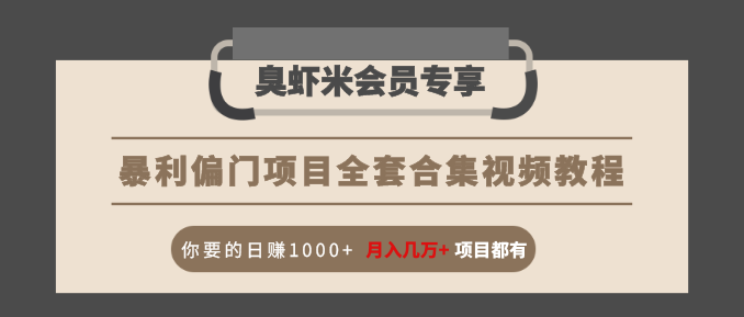 暴利偏门项目全套合集视频教程：你要的日赚1000+月入几万+项目都有-啄木鸟资源库