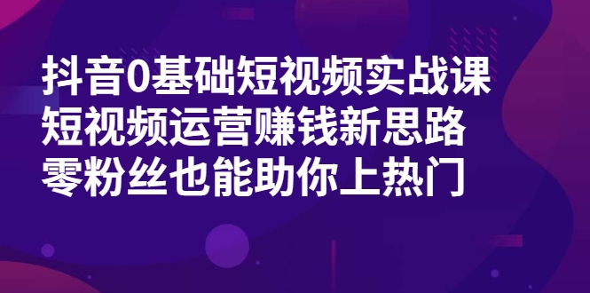 抖音0基础短视频实战课，短视频运营赚钱新思路，零粉丝也能助你上热门-啄木鸟资源库