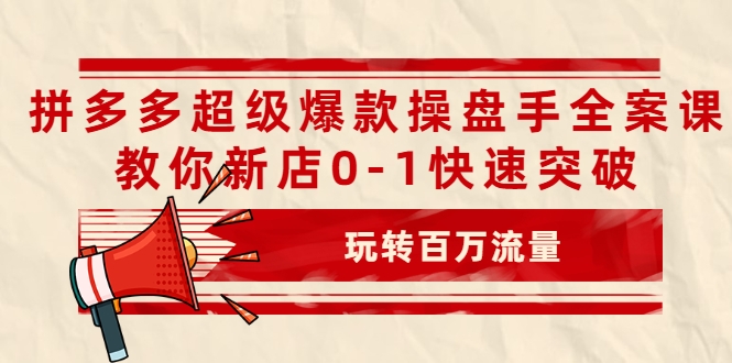 拼多多超级爆款操盘手全案课，教你新店0-1快速突破，玩转百万流量-啄木鸟资源库