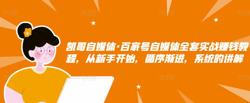 凯哥自媒体·百家号自媒体全套实战赚钱教程，从新手开始，循序渐进，系统的讲解-啄木鸟资源库