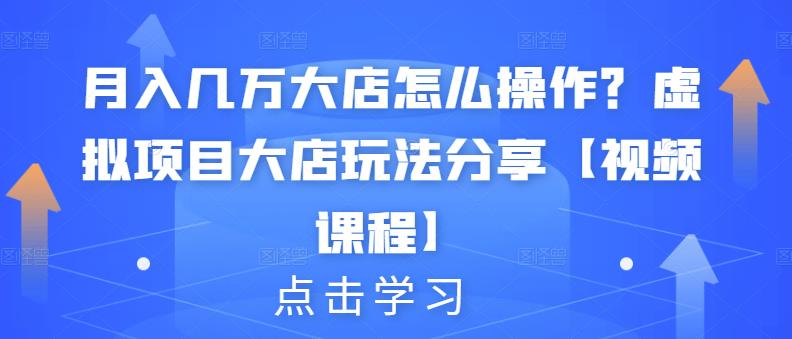 月入几万大店怎么操作？虚拟项目大店玩法分享【视频课程】-啄木鸟资源库