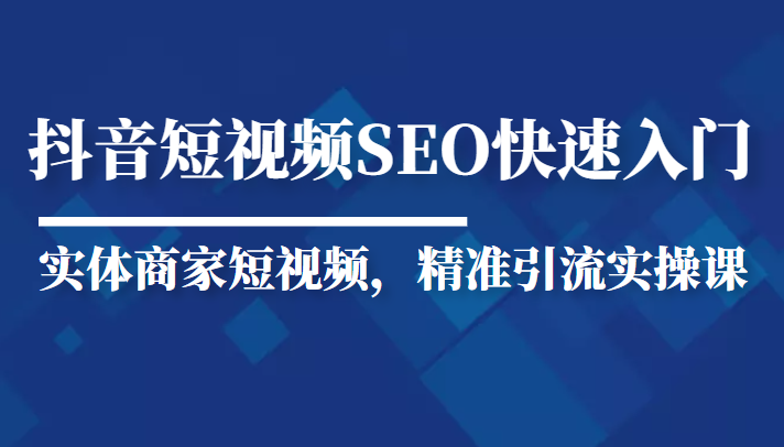 抖音短视频Seo搜索排名优化新手快速入门教程，实体商家短视频，精准引流实操课-啄木鸟资源库