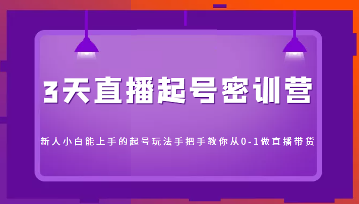 3天直播起号密训营，新人小白能上手的起号玩法，手把手教你从0-1做直播带货-啄木鸟资源库