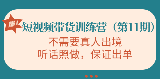 视频带货训练营，不需要真人出境，听话照做，保证出单（第11期）-啄木鸟资源库