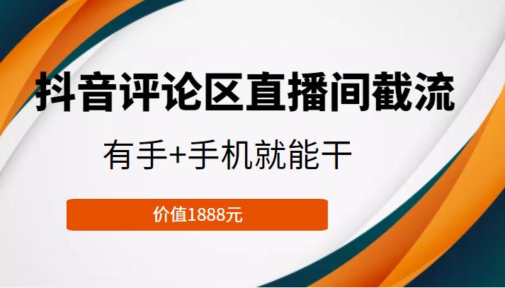 抖音评论区直播间截流，有手+手机就能干，门槛极低，模式可大量复制（价值1888元）-啄木鸟资源库