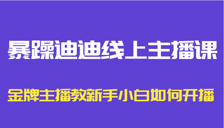 暴躁迪迪线上主播课，金牌主播教新手小白如何开播-啄木鸟资源库