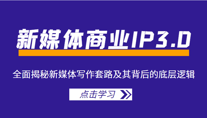 新媒体商业IP3.0，全面揭秘新媒体写作套路及其背后的底层逻辑（价值1299元）-啄木鸟资源库