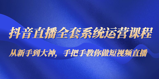 抖音直播全套系统运营课程：从新手到大神，手把手教你做直播短视频-啄木鸟资源库