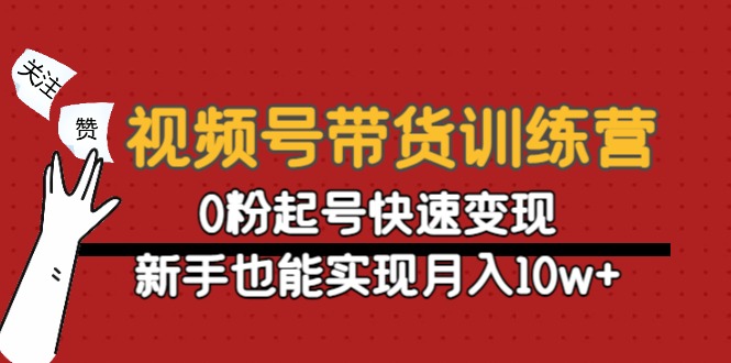 视频号带货训练营：0粉起号快速变现，新手也能实现月入10w+-啄木鸟资源库