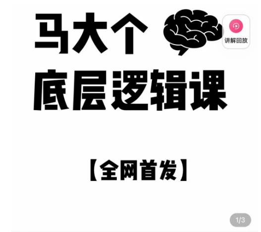 马大个·底层逻辑课，51节底层逻辑智慧课-价值1980元-啄木鸟资源库