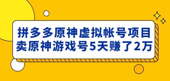 外面卖2980的拼多多原神虚拟帐号项目：卖原神游戏号5天赚了2万-啄木鸟资源库