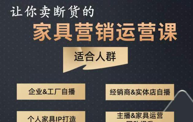 让你卖断货的家具营销运营课，打造高销量家具账号（短视频+直播+人物IP）-啄木鸟资源库