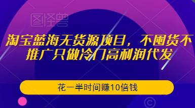 淘宝蓝海无货源项目，不囤货不推广只做冷门高利润代发，花一半时间赚10倍钱-啄木鸟资源库