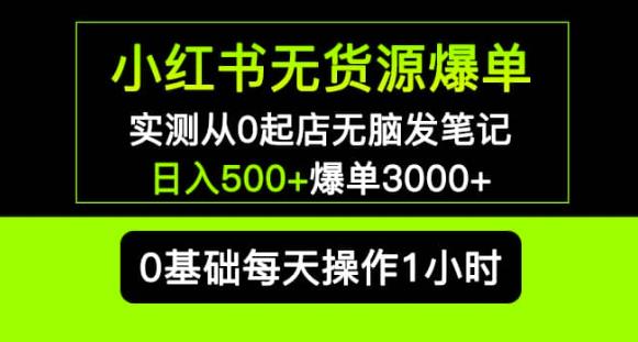 小红书无货源爆单实测从0起店无脑发笔记爆单3000+长期项目可多店-啄木鸟资源库