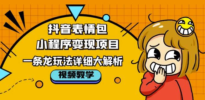 抖音表情包小程序变现项目，一条龙玩法详细大解析，视频版学习！-啄木鸟资源库