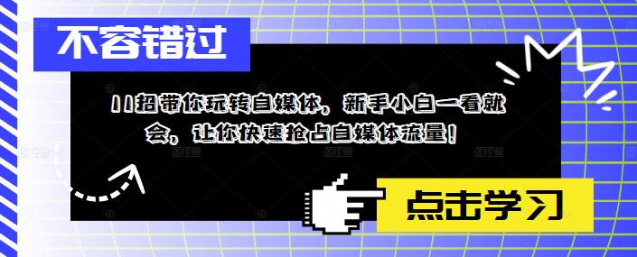 11招带你玩转自媒体，新手小白一看就会，让你快速抢占自媒体流量！-啄木鸟资源库