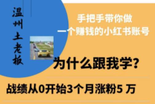 温州土老板·小红书引流获客训练营，手把手带你做一个赚钱的小红书账号-啄木鸟资源库