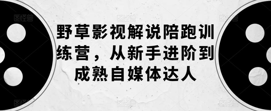 野草影视解说陪跑训练营，从新手进阶到成熟自媒体达人-啄木鸟资源库