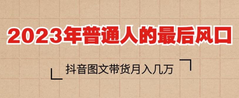 2023年普通人的最后风口，抖音图文带货月入几万，只需一部手机即可操作-啄木鸟资源库