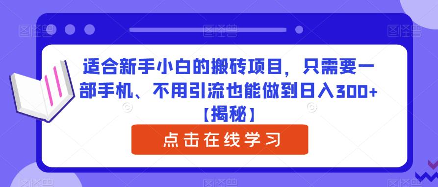 适合新手小白的搬砖项目，只需要一部手机、不用引流也能做到日入300+【揭秘】-啄木鸟资源库