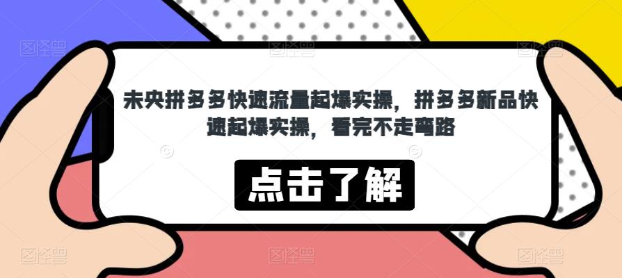 未央拼多多快速流量起爆实操，拼多多新品快速起爆实操，看完不走弯路-啄木鸟资源库