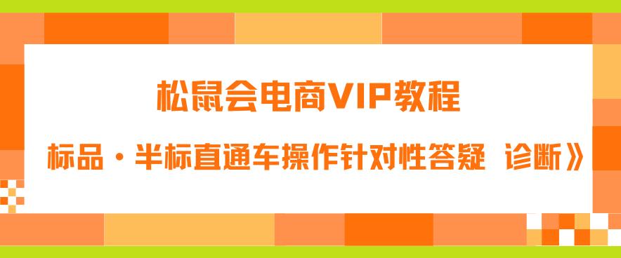 松鼠会电商VIP教程：松鼠《付费推广标品·半标直通车操作针对性答疑&诊断》-啄木鸟资源库