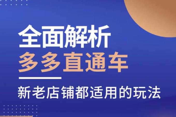 全面解析多多直通车，​新老店铺都适用的玩法-啄木鸟资源库