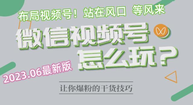 2023.6视频号最新玩法讲解，布局视频号，站在风口上-啄木鸟资源库