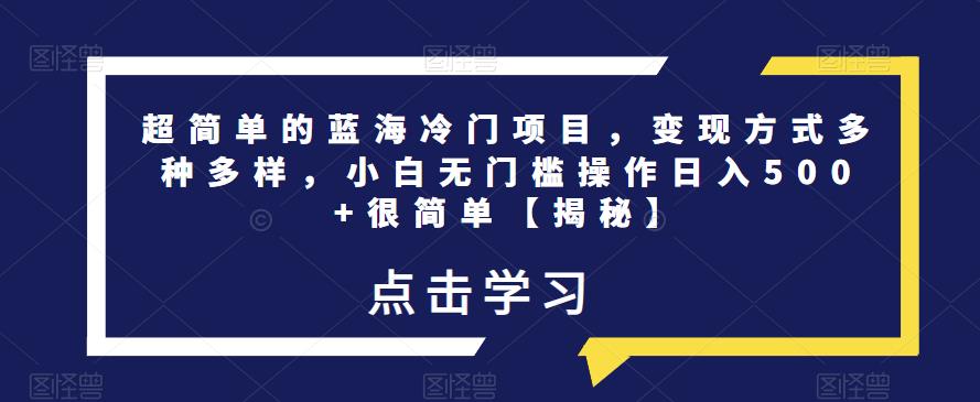 超简单的蓝海冷门项目，变现方式多种多样，小白无门槛操作日入500+很简单【揭秘】-啄木鸟资源库