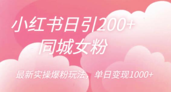 小红书日引200+同城女粉，最新实操爆粉玩法，单日变现1000+【揭秘】-啄木鸟资源库