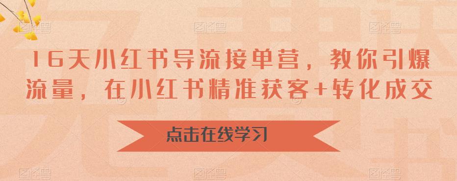 16天小红书导流接单营，教你引爆流量，在小红书精准获客+转化成交-啄木鸟资源库