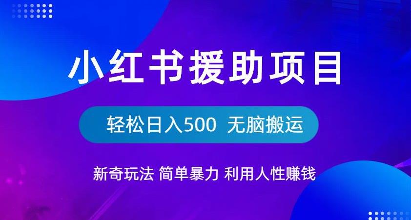 小红书援助项目新奇玩法，简单暴力，无脑搬运轻松日入500【揭秘】-啄木鸟资源库