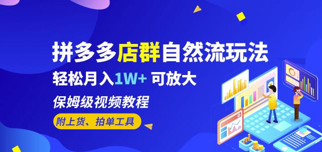 拼多多店群自然流玩法，轻松月入1W+保姆级视频教程（附上货、拍单工具）-啄木鸟资源库