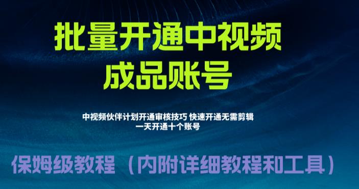 外面收费1980的暴力开通中视频计划教程，内附详细的快速通过中视频伙伴计划的办法-啄木鸟资源库