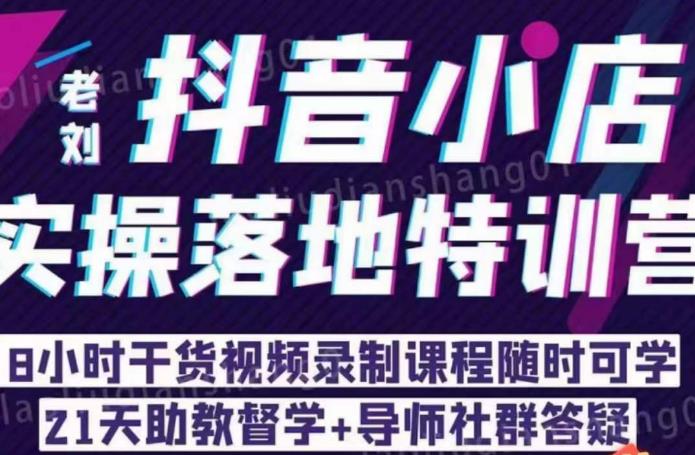 老刘·抖店商品卡流量，​抖音小店实操落地特训营，8小时干货视频录制课程随时可学-啄木鸟资源库