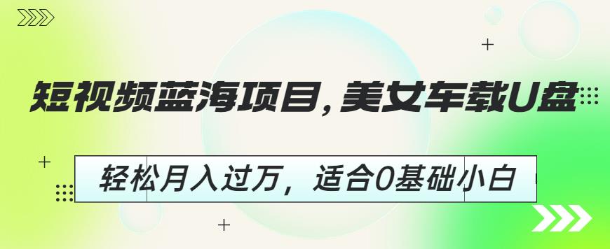 短视频蓝海项目，美女车载U盘，轻松月入过万，适合0基础小白【揭秘】-啄木鸟资源库