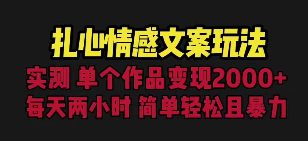 扎心情感文案玩法，单个作品变现5000+，一分钟一条原创作品，流量爆炸【揭秘】-啄木鸟资源库