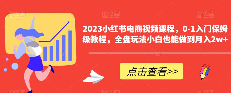 2023小红书电商视频课程，0-1入门保姆级教程，全盘玩法小白也能做到月入2w+-啄木鸟资源库