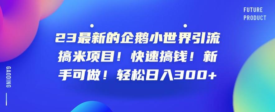 23最新的企鹅小世界引流搞米项目！快速搞钱！新手可做！轻松日入300+【揭秘】-啄木鸟资源库