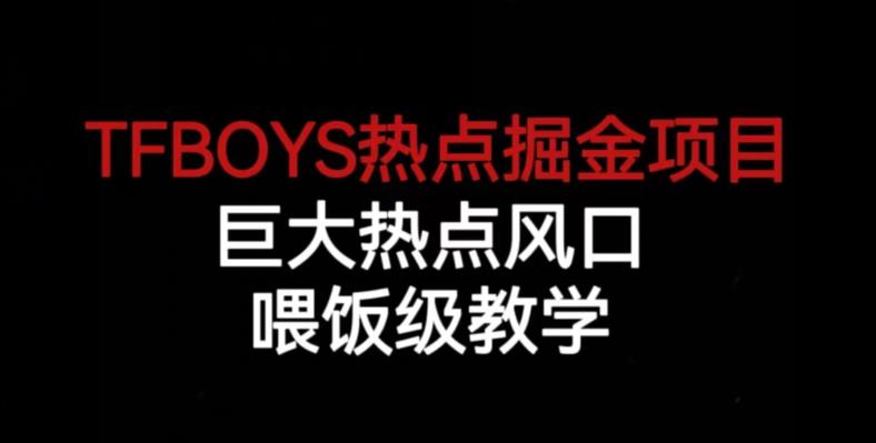 TFBOYS热点掘金项目，巨大热点风口，喂饭级教学-啄木鸟资源库