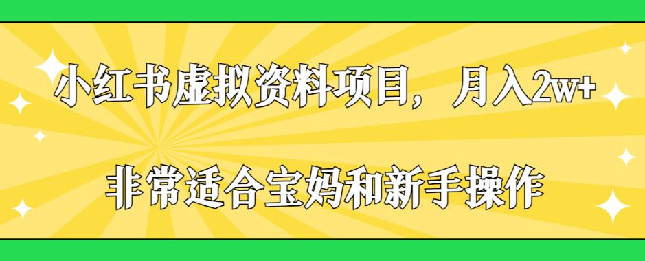 小红书虚拟资料项目，月入2w+，非常适合宝妈和新手操作【揭秘】-啄木鸟资源库