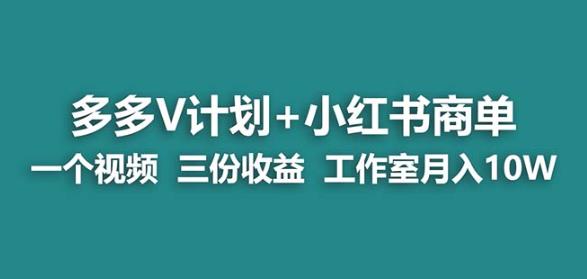 【蓝海项目】多多v计划+小红书商单一个视频三份收益工作室月入10w-啄木鸟资源库