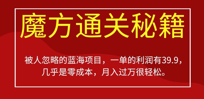 被人忽略的蓝海项目，魔方通关秘籍，一单的利润有39.9，几乎是零成本，月入过万很轻松【揭秘】-啄木鸟资源库