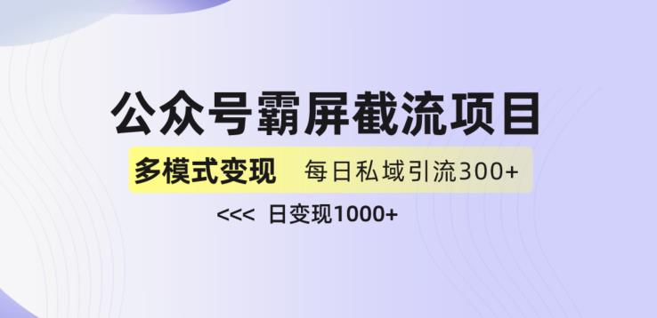 公众号霸屏截流项目+私域多渠道变现玩法，全网首发，日入1000+【揭秘】-啄木鸟资源库