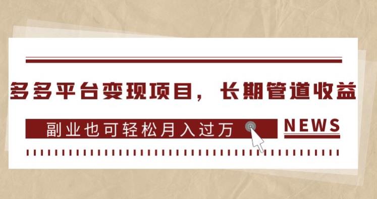 多多平台变现项目，长期管道收益，副业也可轻松月入过万-啄木鸟资源库