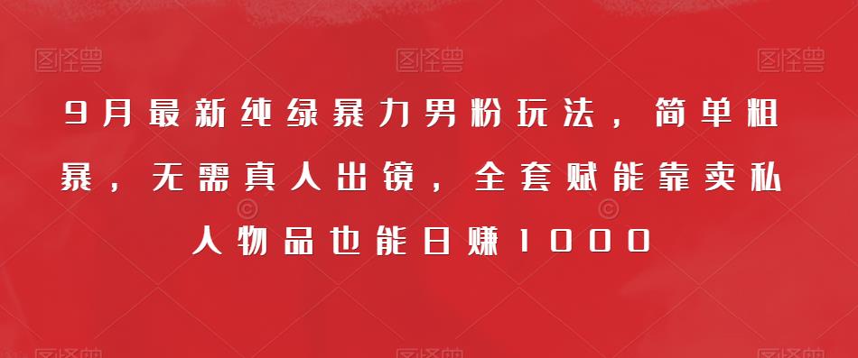 9月最新纯绿暴力男粉玩法，简单粗暴，无需真人出镜，全套赋能靠卖私人物品也能日赚1000-啄木鸟资源库