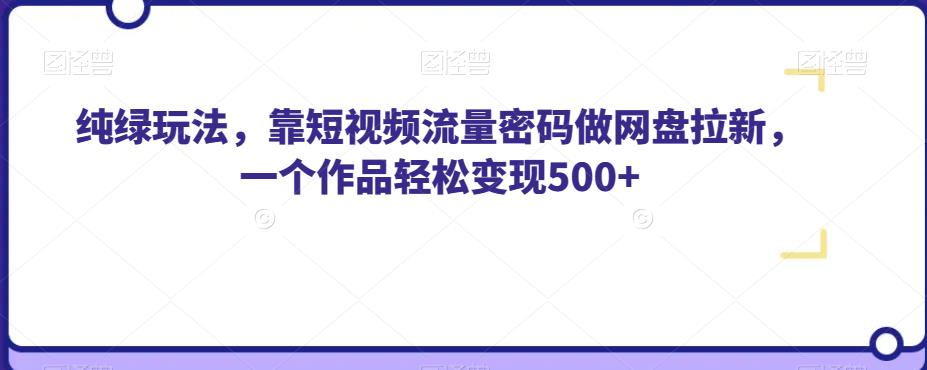 纯绿玩法，靠短视频流量密码做网盘拉新，一个作品轻松变现500+【揭秘】-啄木鸟资源库